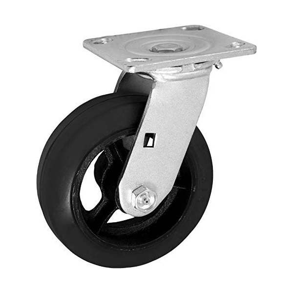 Caster Barn, 6"x2" Rubber on Iron Wheel Medium Duty Industrial Cast